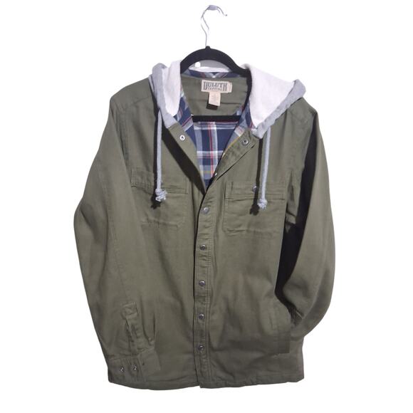 Duluth Trading Men's size S Fire Hose Flannel Utility Hood Canvas Limber Jacket - Picture 1 of 16